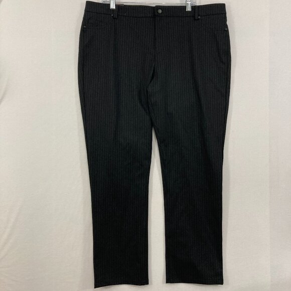 New DKNY size XXL Black Pinstriped Stretch Pants Office Career Business - Picture 1 of 10